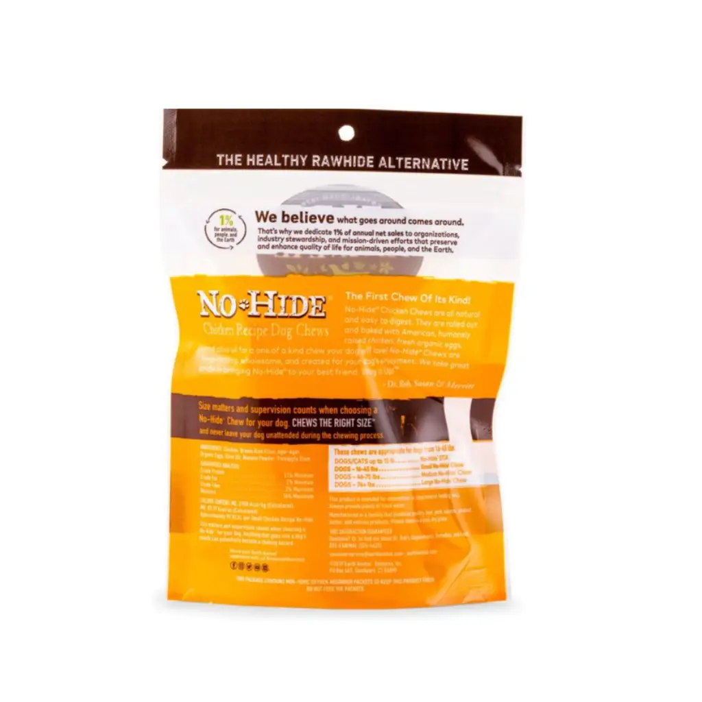 Earth Animal No-Hide Long Lasting Natural Rawhide Alternative Chicken Recipe Small Chew Dog Treats, 2 count