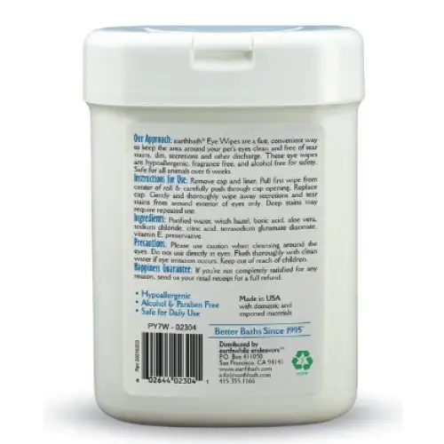 Earthbath Eye Wipes for Dogs & Cats 25 count - Pet Eye wipes