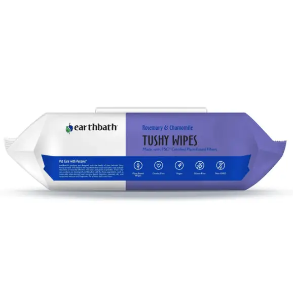 Earthbath Tushy Wipes Rosemary & Chamomile Odor-Eating