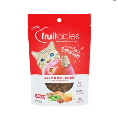 Fruitables Salmon & Cranberry Flavor Crunchy Cat Treats, 2.5 oz bag