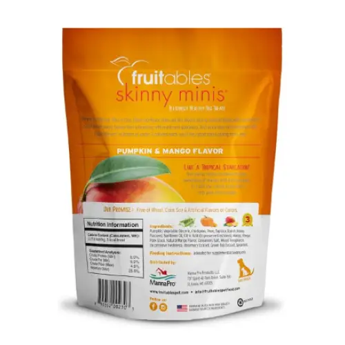 Fruitables Skinny Minis Pumpkin & Mango Flavor Soft & Chewy Dog Treats, 5-oz bag