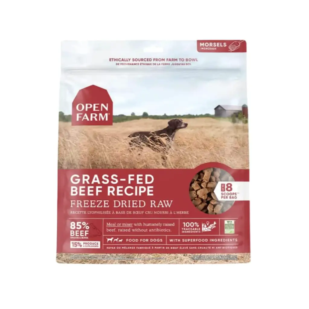 Open Farm Grain Free Grass Fed Beef Recipe Freeze Dried Raw Dog Food 3.5 oz