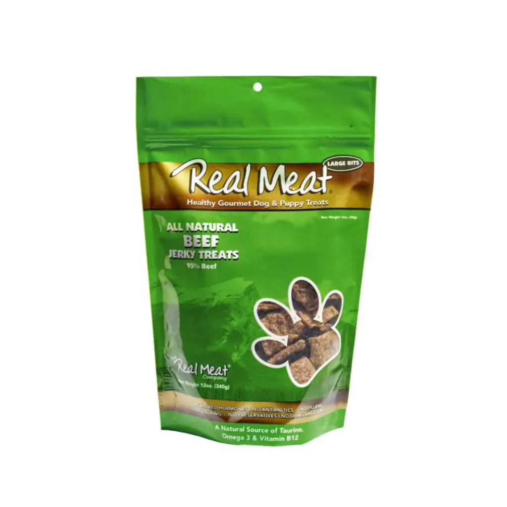 Real Meat Large Bits Beef Jerky Dog Treats 12 Oz