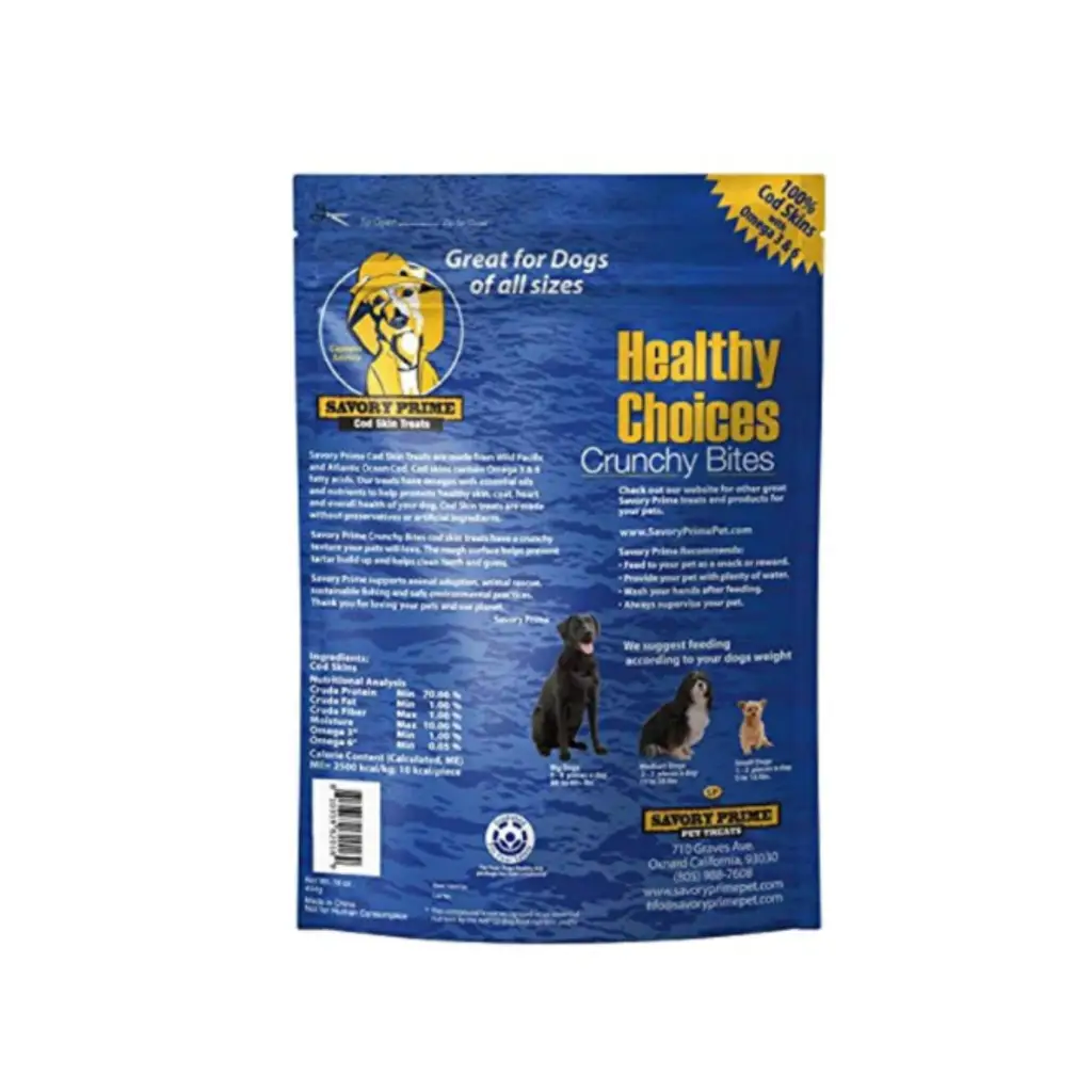 Savory Prime Cod Skin Fish Strips 8-Ounce bag - Dog treats