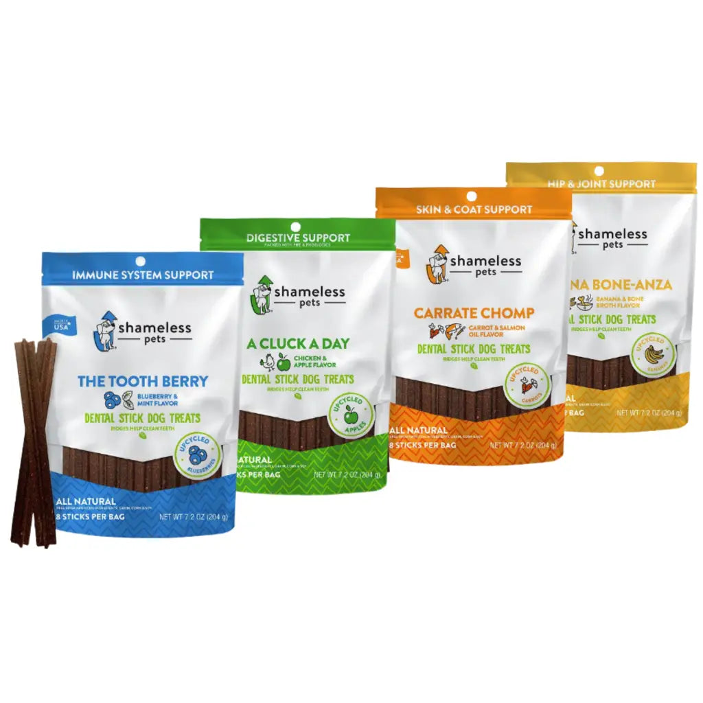 Shameless Pets Dental Dog Treats variety 4 pack, 8 count each