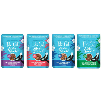 Tiki Cat Aloha Friends Grain-Free Wet Cat Food Variety 12 pack, 4 flavors, 3-oz pouch each