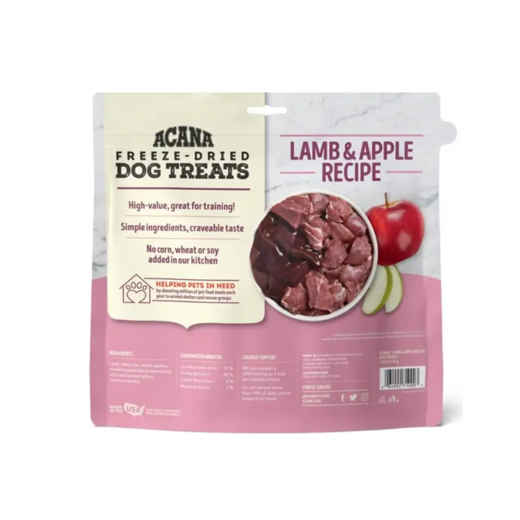 ACANA Singles Lamb & Apple Formula Grain-Free Freeze-Dried Dog Treats 3.25 oz bag