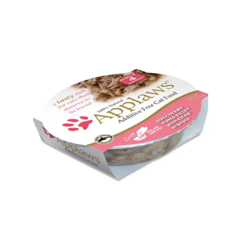 Applaws Cat Pots Tuna Fillet with Crab in Broth Wet Cat Food, 2.12 Oz