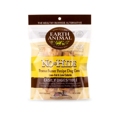 Earth Animal No-Hide Long Lasting Natural Rawhide Alternative Peanut Butter Recipe Small Chew Dog Treats, 2 count
