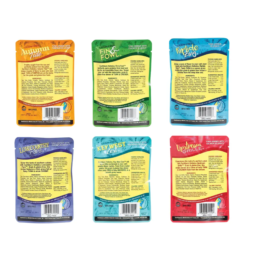 Earthborn Holistic Grain Free Wet Cat Food Pouches 6 Flavors