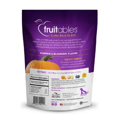 Fruitables Pumpkin & Blueberry Flavor Crunchy Dog Treats 7-oz bag