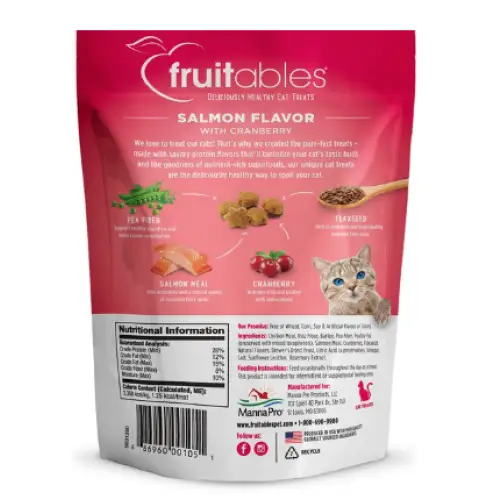 Fruitables Salmon & Cranberry Flavor Crunchy Cat Treats, 2.5 oz bag