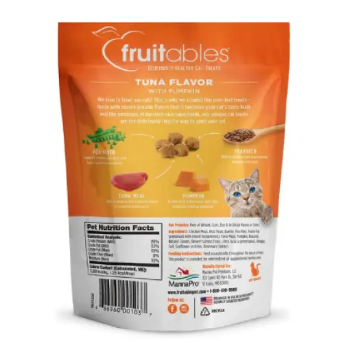 Fruitables Tuna & Pumpkin Flavor Crunchy Cat Treats, 2.5oz bag