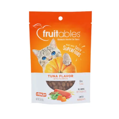 Fruitables Tuna & Pumpkin Flavor Crunchy Cat Treats, 2.5oz bag