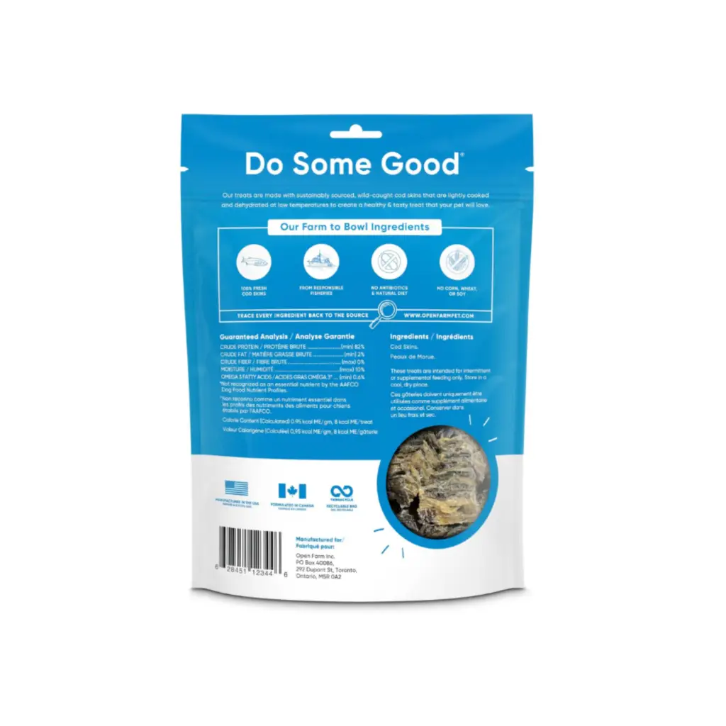 Open Farm Dehydrated Grain Free Cod Skins Dog Treats- 2.25 oz