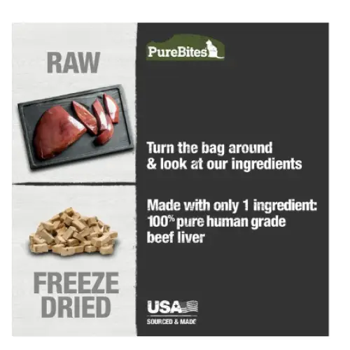 PureBites Beef Liver Freeze-Dried Raw Cat Treats 1.55-oz bag