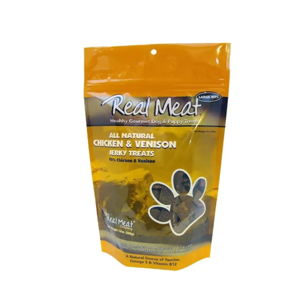 Real Meat Chicken & Venison Jerky Dog Treats (12 oz)