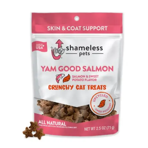 Shameless Pets Yam Good Salmon Crunchy Cat Treats, 2.5-oz bag