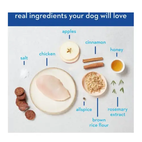 Spot Farms Chicken Apple Sausage Recipe Dog Treats 12.5-oz