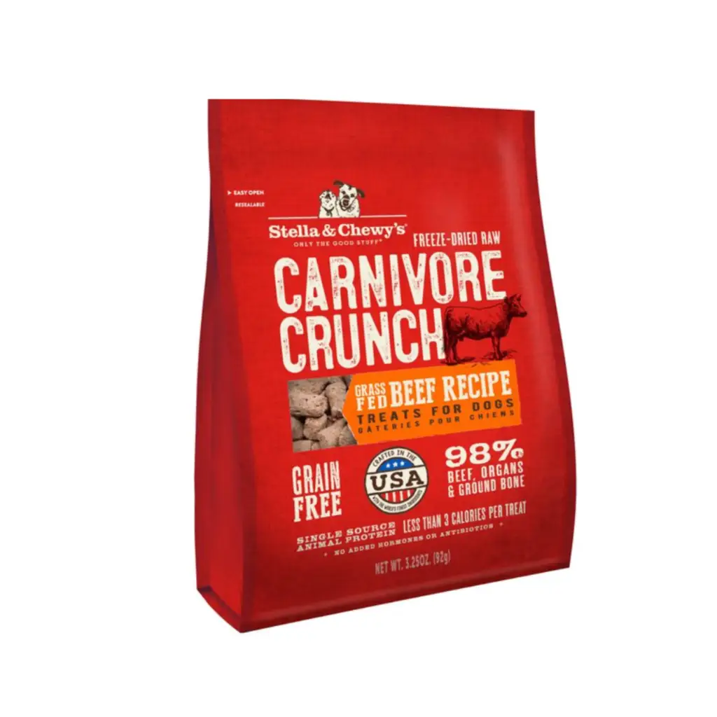 Stella & Chewy's Carnivore Crunch Grass-Fed Beef Recipe Freeze-Dried Raw Dog Treats 3.25 oz bag