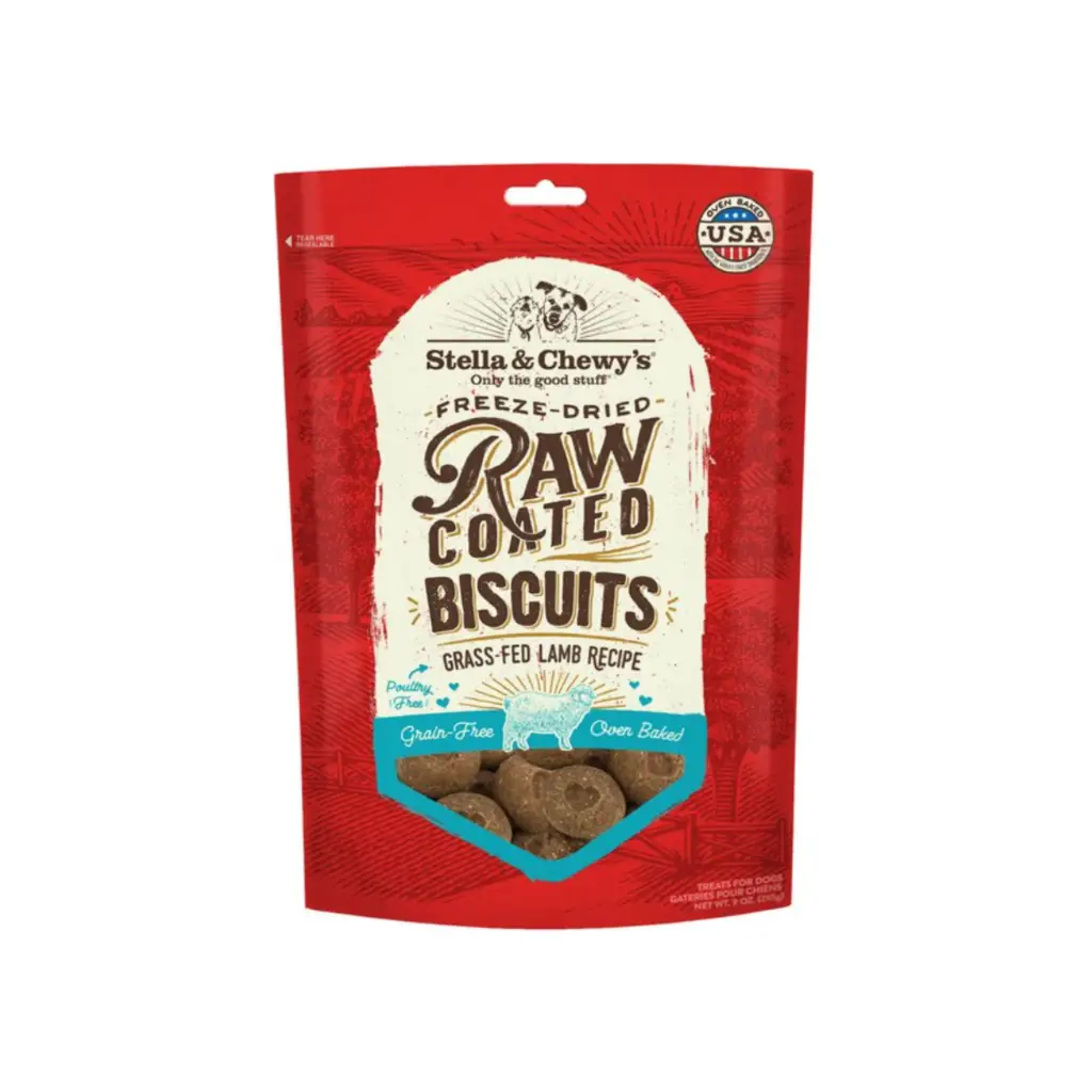 Stella & Chewy's Raw Coated Biscuits Grass-Fed Lamb Recipe Freeze-Dried Grain-Free Dog Treats, 9-oz bag