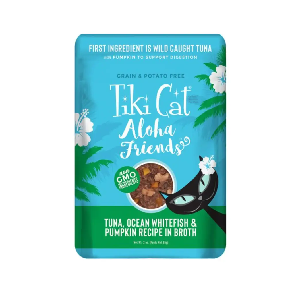 Tiki Cat Aloha Friends Tuna with Ocean Whitefish & Pumpkin Grain-Free Wet Cat Food 3-oz pouch
