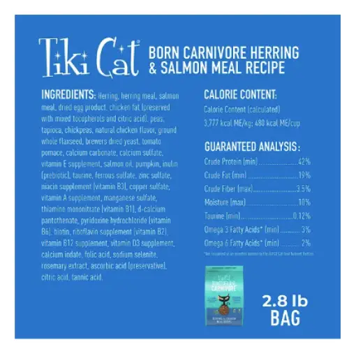 Tiki Cat Born Carnivore Herring & Salmon Grain-Free Dry Cat