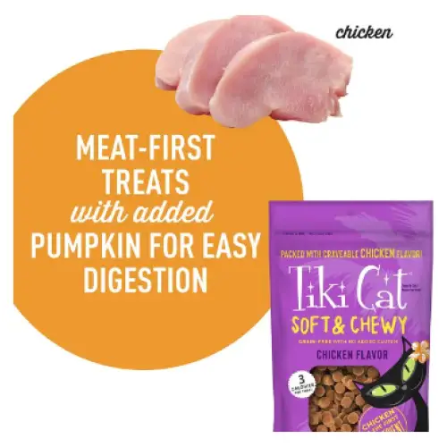 Tiki Cat Soft & Chewy Chicken Recipe Grain-Free Cat Treats